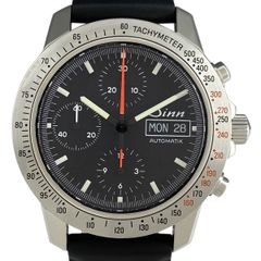 ジン Sinn アウトバーン クロノグラフ デイデイト 303.AUTOBAHN 腕時計 SS ラバー 自動巻き ブラック メンズ 【中古】