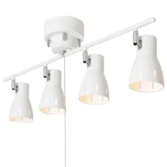 Jiya シーリングライト 4灯 E26口金 LED電球対応 シーリングスポットライト インダストリアル 天井照明 北欧 おしゃれ カフェ風 取付簡単 角度調節 プルスイッチ リビング 寝室 居間 ダイニング照明 電球別売 ホワイト