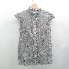 ◇ ⊂ Spick & Span スピック＆スパン ストライプ フレンチスリーブ ブラウス サイズF ブラック レディース E  【1506180001657】のサムネイル