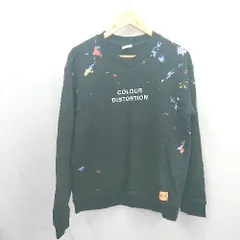 ◇ ⊇ ZARA ザラ ペイント柄 綿100% 長袖 トレーナー サイズM ブラック レディース E  【1506300021220】