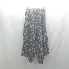 ◇ Θ Andemiu アンデミュウ 花柄 ロング フレア スカート サイズM ネイビー系 レディース E  【1503060034842】