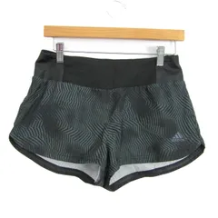 アディダス ショートパンツ スポーツウエア ボトムス 黒 レディース J/Lサイズ ブラック×グリーン adidas 【中古】