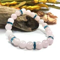 パワーストーン ブレスレット ローズクォーツ 天然石ブレス (ライトブルー) 8mm レディース  ●