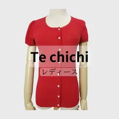M1-01258【Women】Te chichi 半袖カーディガン（M）／赤