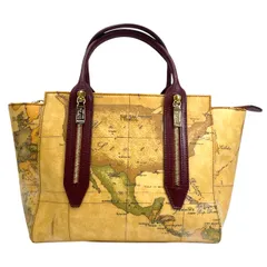 プリマクラッセ L GN73 G578 2way ハンドバッグ トートバッグ 地図柄 PVC レザー ブラウン PRIMA CLASSE