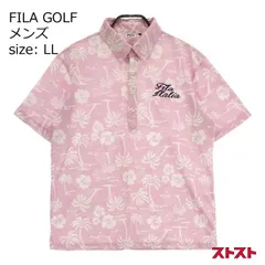 FILA GOLF フィラゴルフ 半袖ポロシャツ ボタンダウン 総柄 ピンク系 LL [240001889101]#