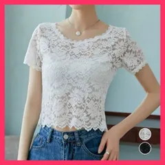 【スタッフおすすめ！】 総レースブラウス シースルー インナー きれいめ トップス/花柄レーストップス/半袖ブラウス 春夏 エレガント ブラウス シャツトップス  おすすめ おしゃれ　かわいい　人気 85YN-900489