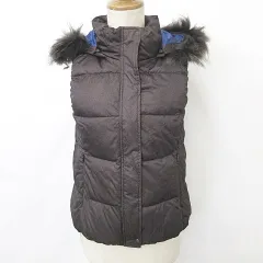 ギャローリア GALLORIA ダウンベスト ジップアップ フード ファー 黒 ブラック 11AR