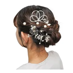 【話題商品】花 水引 リーフ シルバー 8点セット Uピン ヘアアクセサリー 髪飾り ヘッドドレス シュリンクパール 結婚式 成人式 水引入り髪飾りセット お呼ばれ 二次会 振袖 袴 [あめてまり] 前撮り 花飾り 花嫁 (シャンパンシルバー)