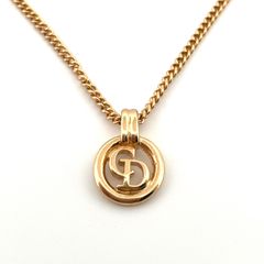 【鑑定済み】正規品 クリスチャン ディオール Christian Dior ネックレス CDロゴ ゴールドカラー GP ブランド アクセサリー