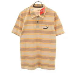 PUMA プーマ ボーダー柄 半袖 ポロシャツ S ベージュ メンズ 古着