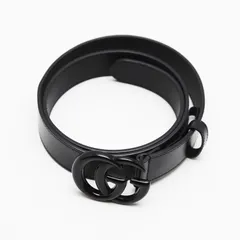 グッチ　〔GGマーモント〕スリムベルト　ブラック　レザー　ダブルG バックル　414516