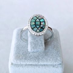 トルコ製 モザイクシェル リング 925silver（天然貝）