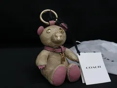 ■新品■未使用■ COACH コーチ シグネチャー PVC ベア くま キーホルダー キーリング チャーム ベージュ系×ピンク系 FL6507