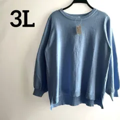 訳あり新品未使用タグ付き大きいサイズ3Lニットプルオーバー長袖ブルー青水色無地