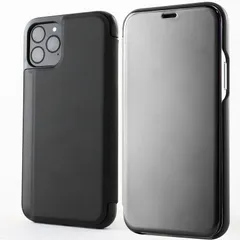 iPhone11 Pro Max ケース 手帳 アイフォン11プロマックス  ミラー光沢 ハイブリット 手帳 ケース 【Color】 ブラック