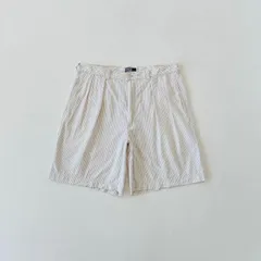 80s USA製　ラルフローレン　ツータック　シアサッカー　ハーフパンツ　ストライプ　ブラウン T2487