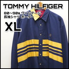 80～90s トミーヒルフィガー 長袖シャツ ボーダー XL メンズ 古着 古着