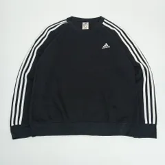 adidas アディダス スウェット ワンポイント スリーストライプス ブラック 裏起毛 L　B202507