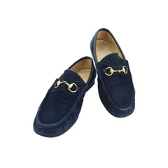 【BIGお買い物ラリー★30%OFFセール中】グッチ GUCCI ローファーホースビット ♯37ハーフC スリッポン ネイビー ゴールド レディース 中古 最大30％OFF☆年越しセール】グッチ GUCCI ローファー ホースビット