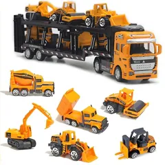 ★建設車両 6台ミニカーセット1台収納車 車おもちゃ 建設車両セット はたらく車 工事カー 作業車両 室内遊び