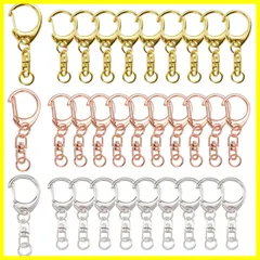 【数量限定】YFFSFDC キーホルダー金具3色30個入り回転カン付き ハンドメイド キーリング アクセサリー DIY 手芸用品 パーツ ゴールドシルバーローズゴールド