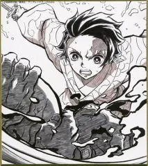 【中古】紙製品 竈門炭治郎(大曲健克描き下ろし) 「鬼滅の刃 全集中展 作画スタッフ全集中複製ミニ色紙 その参」