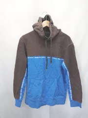 ■ ⊇ AMERICAN EAGLE アメリカンイーグル ロゴ　バイカラー 長袖 プルオーバー　パーカー サイズM ブルー メンズ E  【1410230027187】