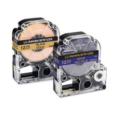 【迅速発送】ラベルライター用 リボン リボン リボン テプラプロ SR530 SR150 SR170 KINGJIM 2色セット ゴールド地に黒文字 ネイビー地に金文字 SFR12ZK SFR12NZ テプラPRO キングジム 互換 12ｍｍ テープ テプラ