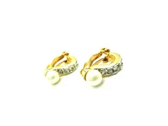 NINA RICCI ニナリッチ ラインストーン パール クリップ式 イヤリング アクセサリー レディース ゴールド系 DJ6377
