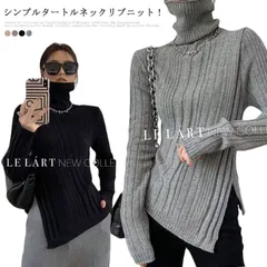 ニット レディース 秋 冬 ハイネック タートルネック セーター リブニット 長袖 秋冬 厚手 サイドスリット トップス リブ 細身 タイト 無地 シンプル 大人 カジュアル  ニットトップ eqGu643
