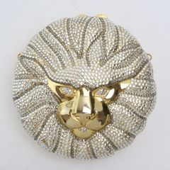 2506-75 ニナリッチ クラッチバッグ ショルダーバッグ チェーンバッグ NINA RICCI アルミ系 ゴールド ストーン 装飾