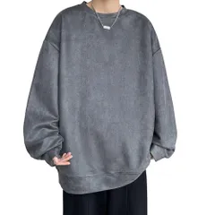 #203：チャコール_L Fasshonrida 長袖tシャツ メンズ 秋服 上品 スエード ロングtシャツ 大人 ろんてぃー 人気 トップス 厚手 てぃーしゃつ ゆったり 服 伸びるストレッチ お洒落 無地 ロンt カッコイイ カジュアル 秋 冬 春 gra