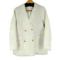 ユーズドフルギ USED古着 {{ELFRANK}} ツイードフリンジノーカラージャケット レディース FREE 