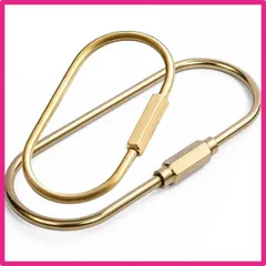 キーホルダー 金具 リング ゴールドキーリング 真鍮 スクリューロックキーホルダー リング TSUBASI 北欧 レトロ 車キーホルダー おしゃれ 楕円形 メンズ レディース キー 留め金 バックパックフック 手芸キット Diy手芸用品 ゴールド S+L