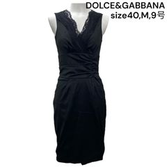 DOLCE&GABBANA レースワンピース ブラック 36 ノースリーブ 膝丈