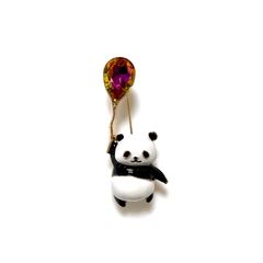 パンダと風船のブローチ