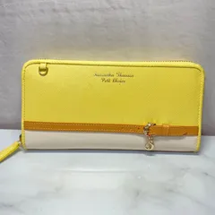 Samantha Thavasa Petit Choice サマンサタバサ プチチョイス　ラウンドファスナー長財布　イエロー　バイカラーベルト　月モチーフ　レザー