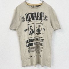 古着 used　半袖プリントTシャツ　クルーネック　レトロデザイン　ベージュ　懸賞金　REWARD　アメカジ　夏服　