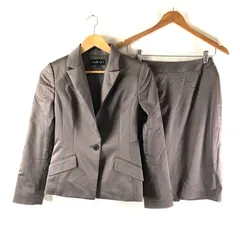 インディヴィ INDIVI  スーツ セットアップ ジャケット スカート ストライプ 裏地付き ファスナー グレージュ 36サイズ 963724