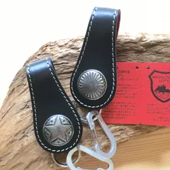 栃木レザー　ベルトループ　コンチョ　プレゼント　コンチョ柄選べます　黒　キーホルダー　本革　新品未使用　ハンドメイド　レザークラフト　革工房shop М