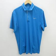 z■ナイキ/NIKE GOLF DRY-FIT 半袖ポロシャツ/ゴルフウエア【XL】青/men's/123【中古】■