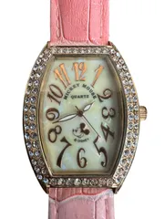 【超美品　新品電池交換済み】正確稼働中　Disney ミッキートノー型腕時計　DISNEY ウォッチ　レディース　本革ベルト　腕時計　ジュエリーウォッチ,公式ライセンス　(SNA)