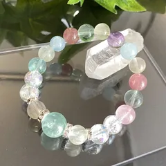 一点物 天然石 ハンドメイドブレス デュモルチェライトインクォーツ