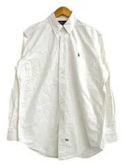 RALPH LAUREN (ラルフローレン) 長袖シャツ ワンポイントロゴ刺繡 ボタンダウン 無地 15 1/2 ホワイト メンズ/004