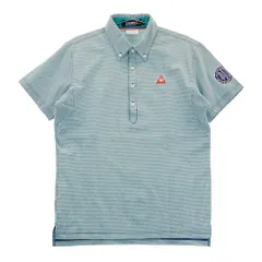 サイズ：L LE COQ GOLF ルコックゴルフ  シアサッカー 半袖ポロシャツ ボタンダウン ギンガムチェック柄 グリーン系 [240101334815]# ゴルフウェア メンズ ストスト