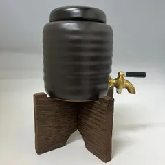 未使用・新品】九谷焼銀彩 焼酎サーバー 木製土台付 高さ27.5㌢