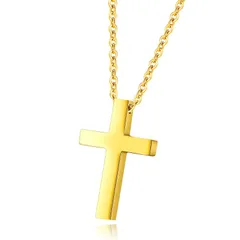 【新着商品】18金) (男ゴールド 男32mm 女12mm シンプル十字架 ペンダント ステンレス 十字架 クロス 18金 ゴールド ネックレス 人気 ブランド ジュエリー [Rockyu]