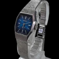 稼働 SEIKO セイコー ヴィンテージ 21石 手巻き式 レディース腕時計 青文字盤 WGP カットガラス