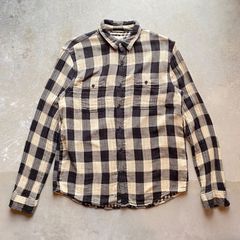 ブロックチェック　白黒　ガーゼシャツ　モノトーン